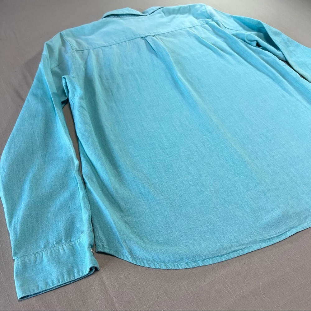 Calvin Klein Jeans Women’s XL Aqua Button-Up Shirt 100% Cotton Long Sleeve - Picture 12 of 14